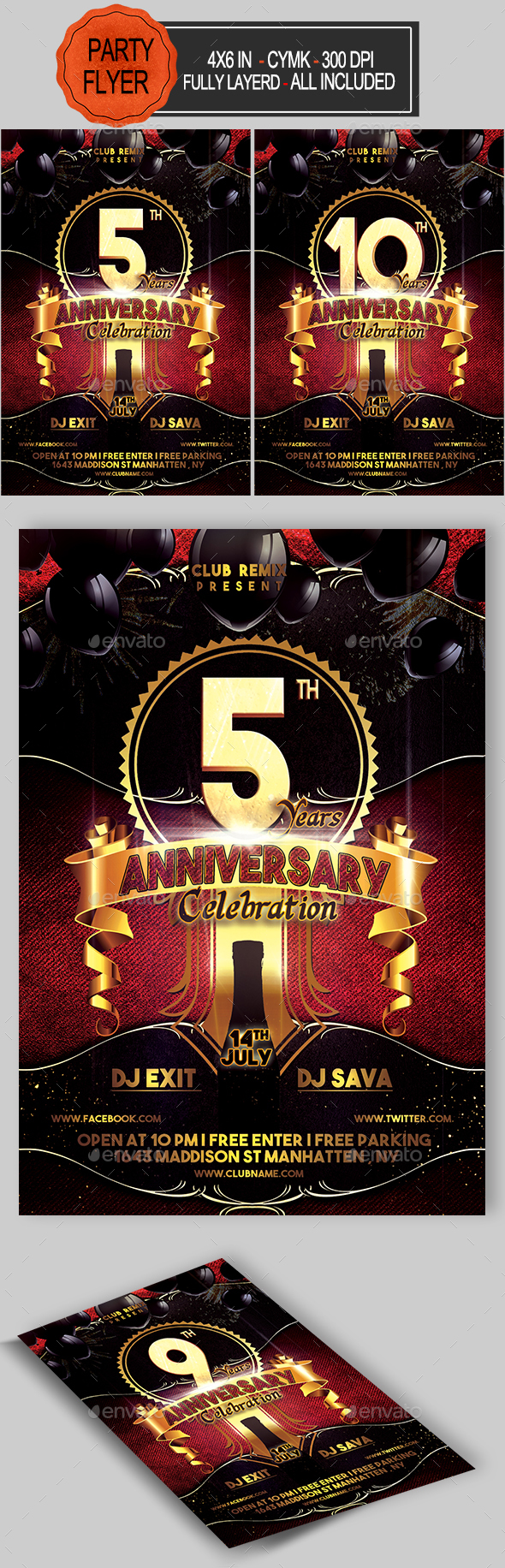 Anniversary Flyer - Clubs & Parties Events