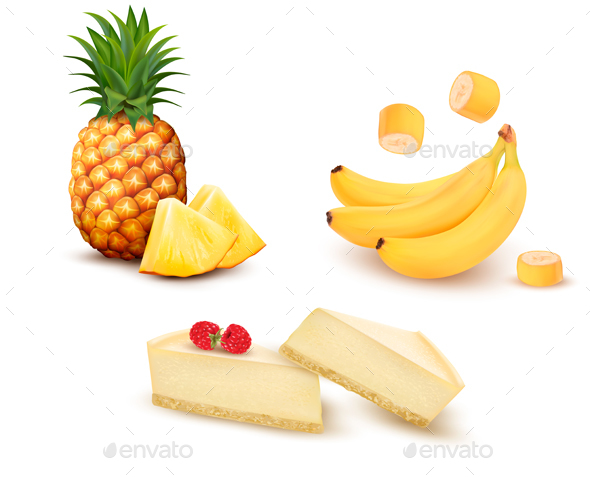 Set Of Different Fruit And Desert. Vector - Food Objects