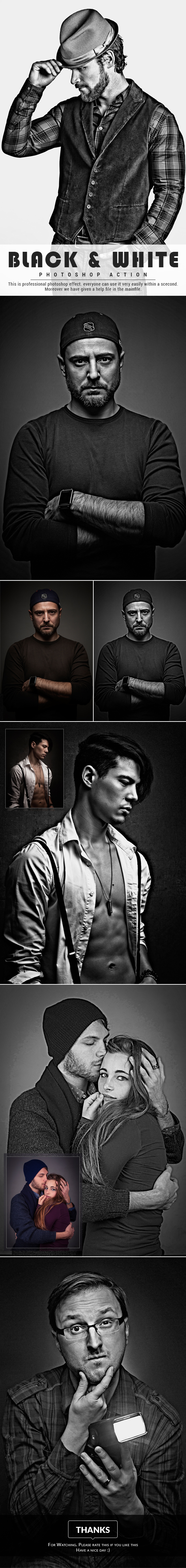 Black & White Photoshop Action - Photo Effects Actions