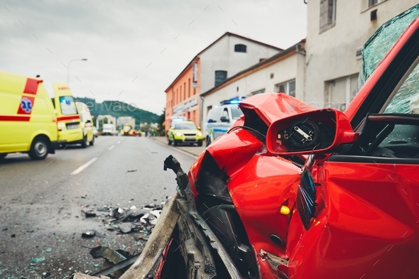 Ambulances for a traffic accident - Stock Photo - Images