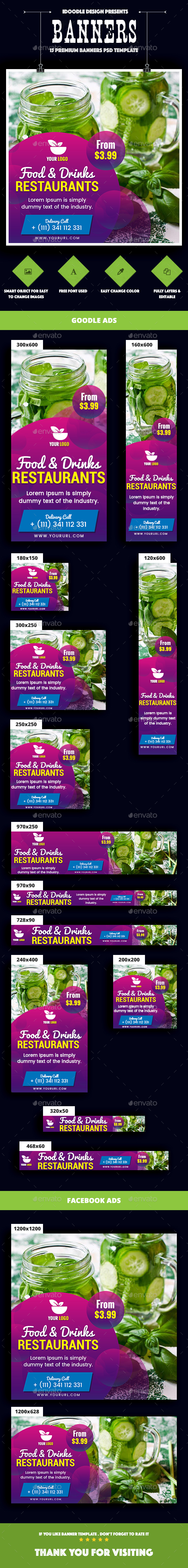 Food & Restaurant Banners Ad - Banners & Ads Web Elements