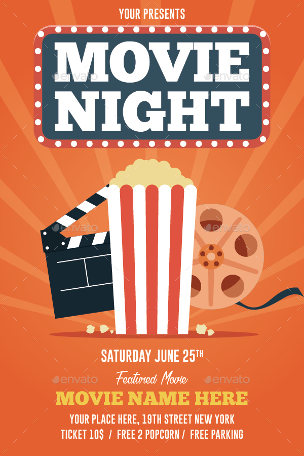 Movie Night Flyer, Print Templates | GraphicRiver