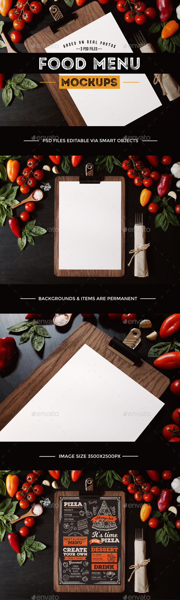 Food Menu Mockups - Print Product Mock-Ups