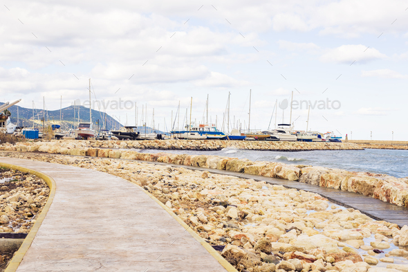 The harbour and port with yachts - Stock Photo - Images