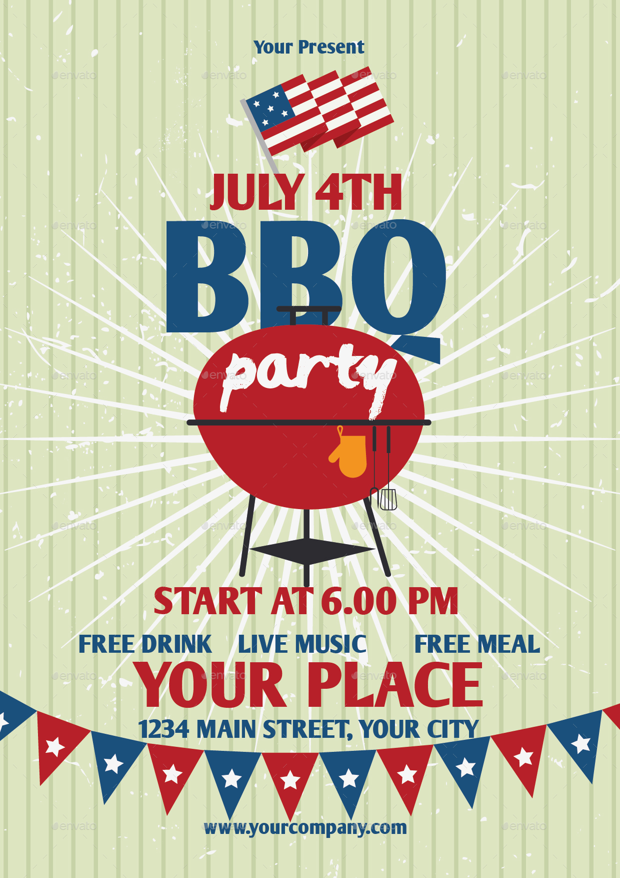 JULY 4TH BBQ PARTY Flyer Template, Print Templates | GraphicRiver