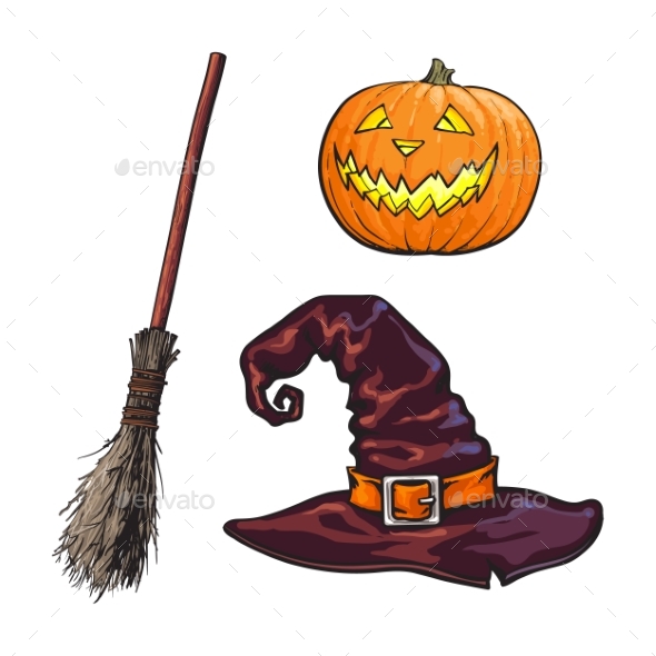 Hand Drawn Halloween Symbols - Miscellaneous Seasons/Holidays