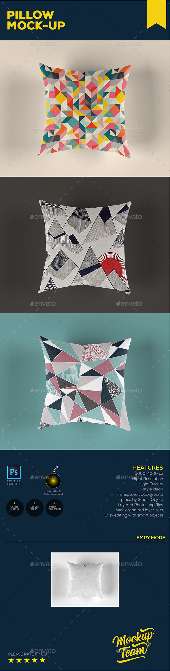 Pillow Mock Up Template - Product Mock-Ups Graphics