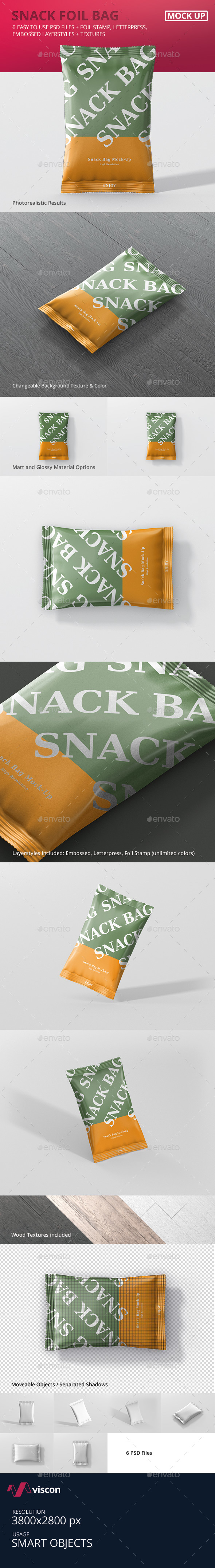 Snack Foil Bag Mockup - Food and Drink Packaging