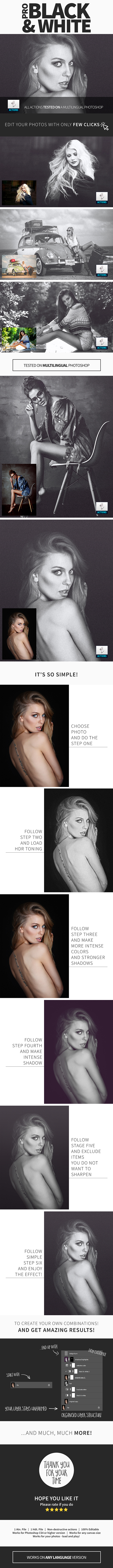 Pro Black & White Photoshop Action - Photo Effects Actions