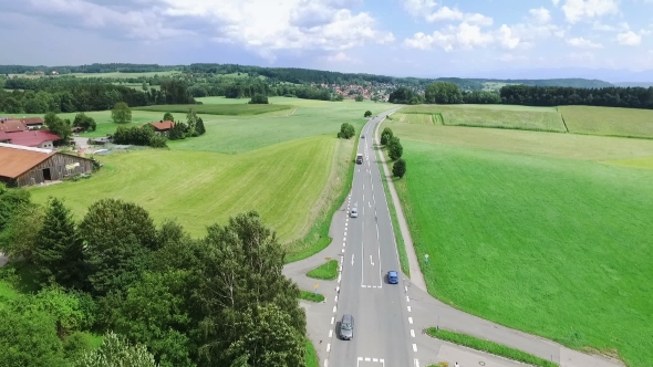 Aerial View Cars Driving on Highway