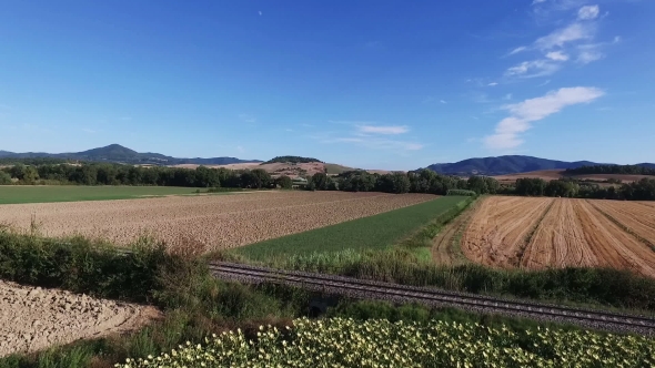 Aerial Drone Footage - Flying Over Fields in Italy