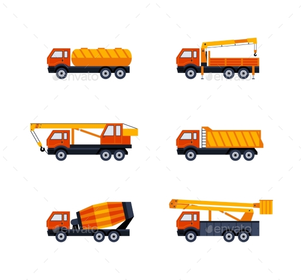 Construction Vehicles - Modern Vector Flat Design - Industries Business