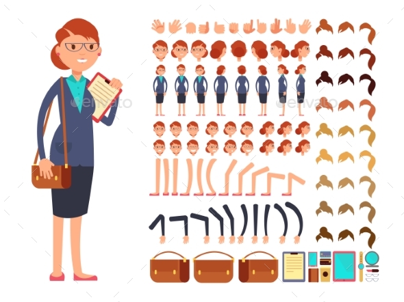 Cartoon Flat Businesswoman Vector Character - People Characters