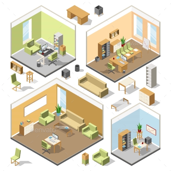 Different Isometric Workspaces with Sectional - Miscellaneous Vectors