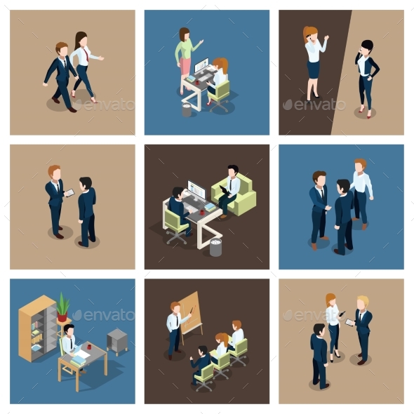 Different Business Situations in Office - People Characters