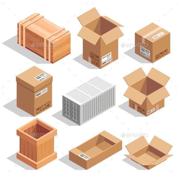 Different Big Delivery Packages - Objects Vectors