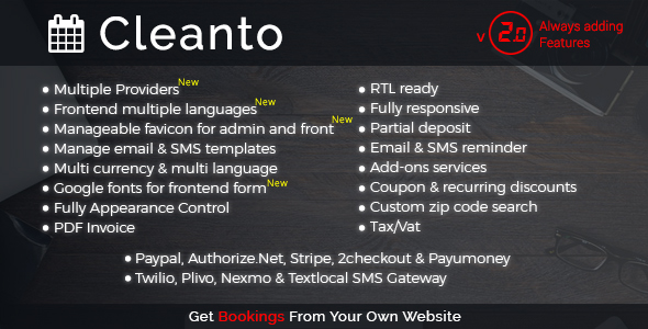 Cleanto - appointment booking system - CodeCanyon Item for Sale