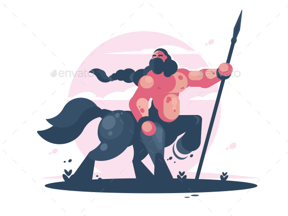 Character Centaur with Spear - Characters Vectors