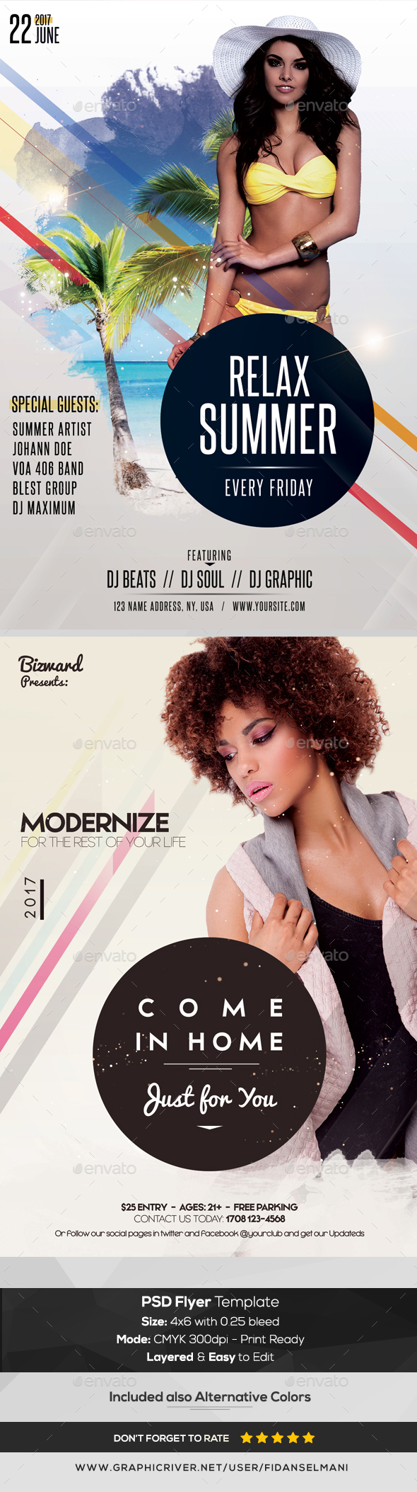 Bundle - 2 PSD Flyer Templates - Flyers Print Templates