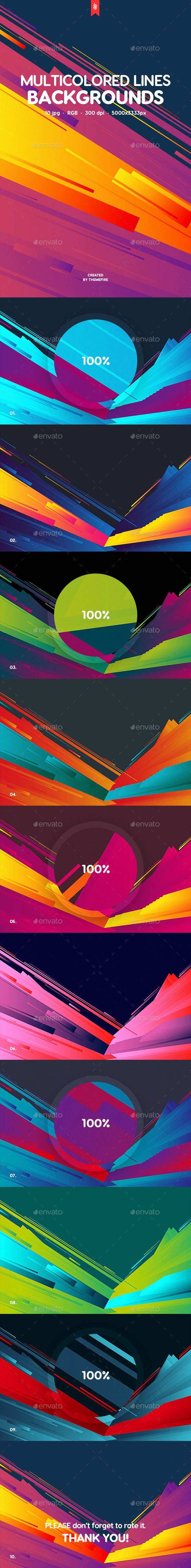 Abstract Multicolored Flat Layered Lines Backgrounds