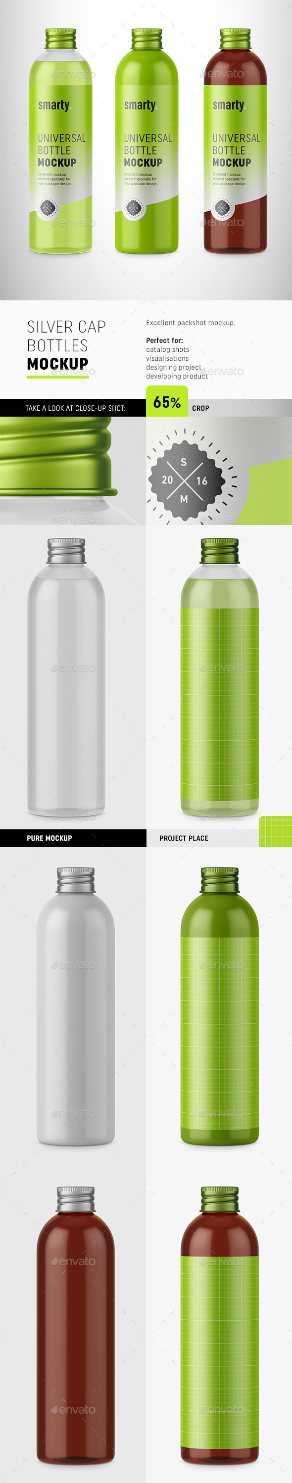 GraphicRiver Bottles with Silver Cap Mockup 20234390 GraphicRiver Bottles with Silver Cap Mockup 20234390