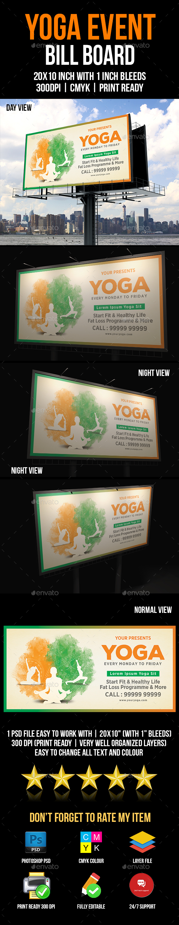 Yoga Bill Board - Signage Print Templates