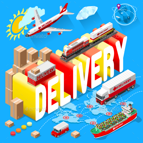 Banner for Delivery Services and Web E-Commerce - Miscellaneous Vectors