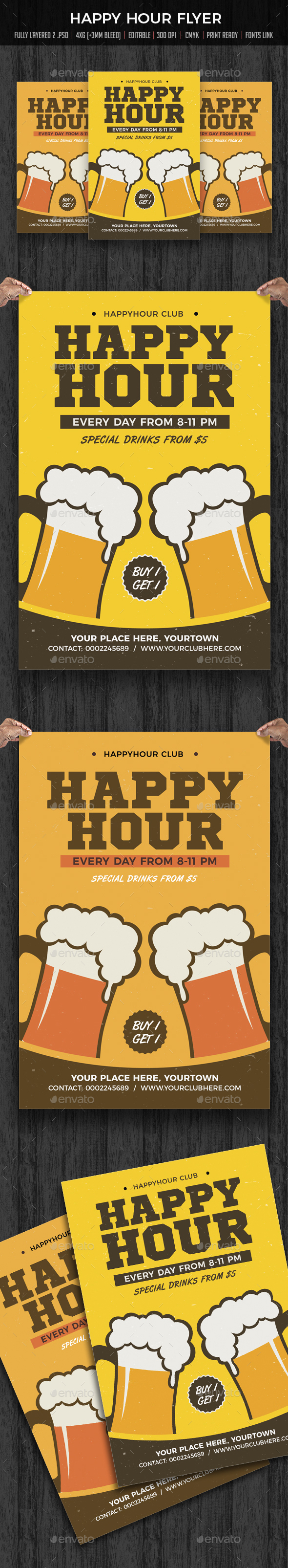 Happy Hour Flyer - Clubs & Parties Events