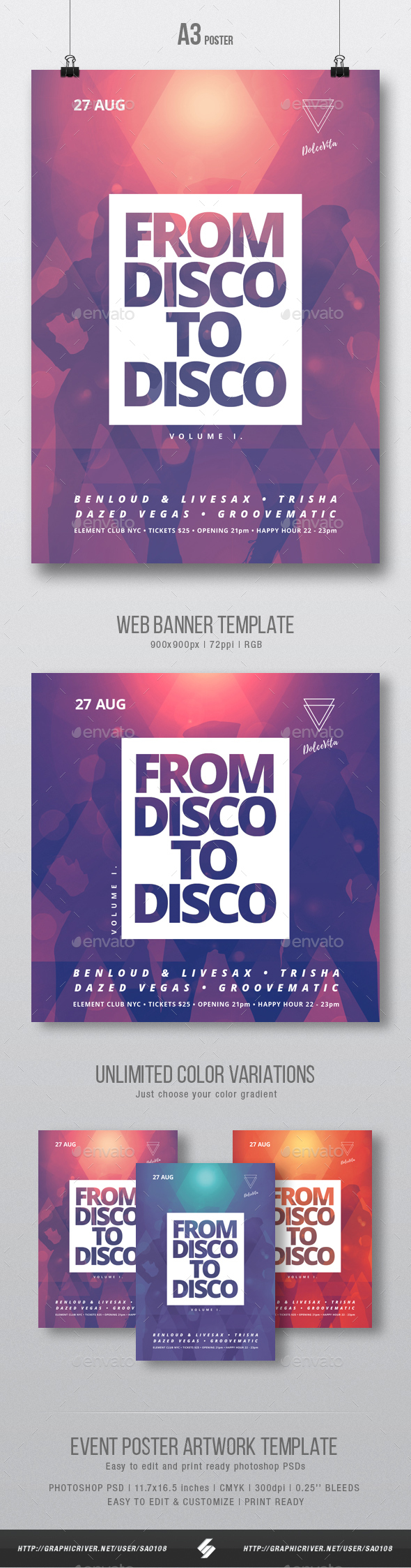 Disco 2 Disco - Party Flyer / Poster Artwork Template A3 - Clubs & Parties Events