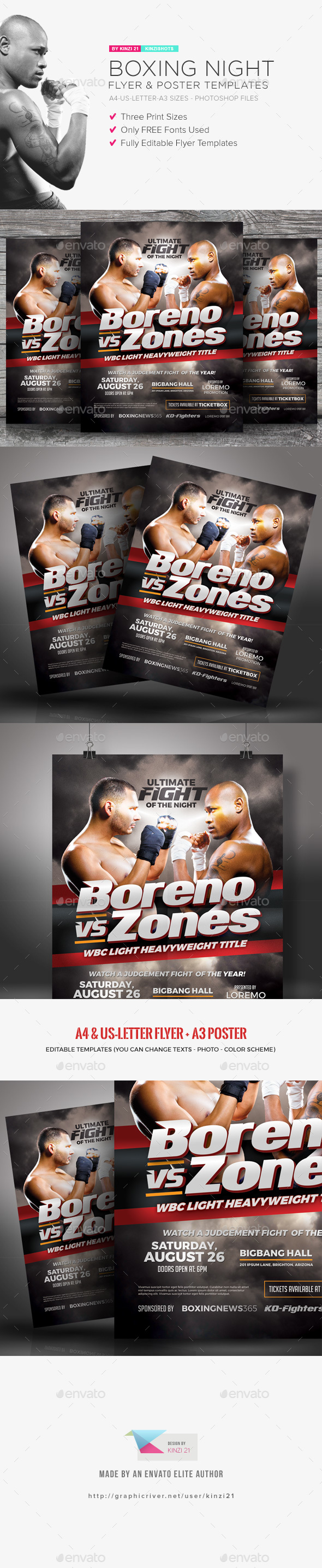 GraphicRiver Boxing Night Flyer and Poster Templates 20238300 GraphicRiver Boxing Night Flyer and Poster Templates 20238300