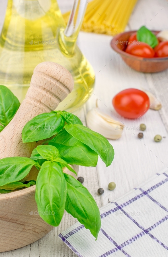 Fresh basil and other ingredients Stock Photo by gcpics | PhotoDune