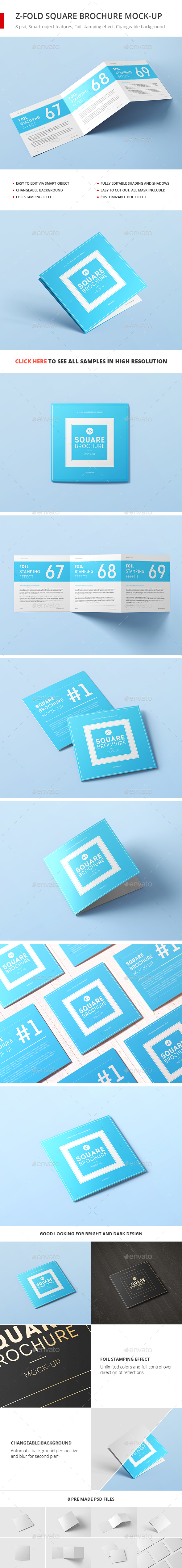 Z-Fold Square Brochure Mock-up - Brochures Print