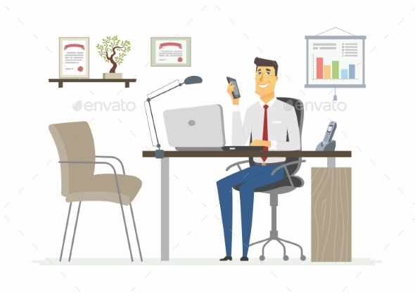 Office Man - Modern Vector Flat Illustration - People Characters