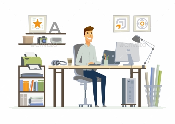 Office Man - Modern Vector Flat Illustration - People Characters