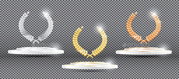 GraphicRiver Gold Silver Bronze Laurel Wreath on Platform on Transparent Background 20240112 GraphicRiver Gold Silver Bronze Laurel Wreath on Platform on Transparent Background 20240112