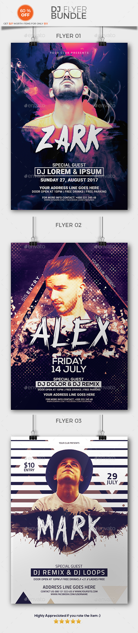 DJ Flyer Bundle set 01 - Clubs & Parties Events