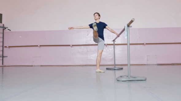 Cheerful Ballet Dancer Performing in the Dance Studio alt