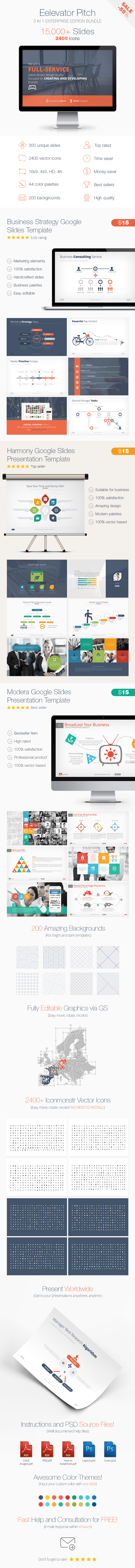 Elevator Pitch Google Slides Presentation Bundle - Google Slides Presentation Templates