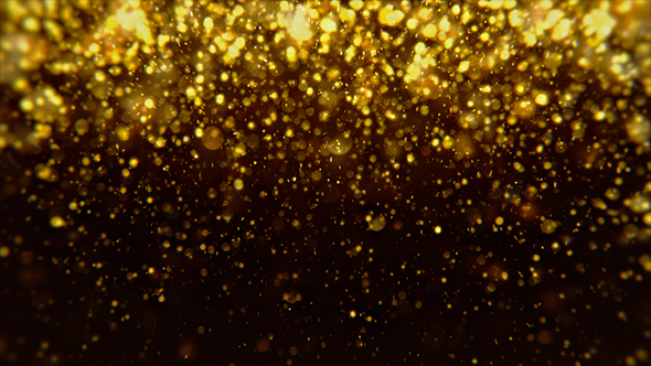 Abstract Dark Gold Digital Particles Bokeh Rain Background