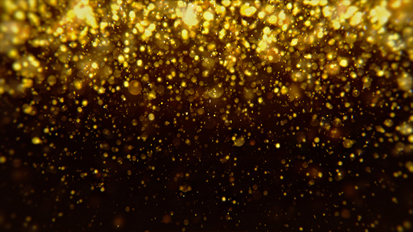 Abstract Dark Gold Digital Particles Bokeh Rain Background, Motion Graphics