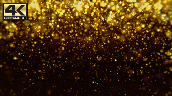 Abstract Dark Gold Digital Particles Bokeh Rain Background 4K