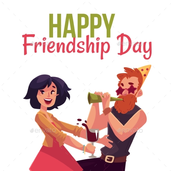 Happy Friendship Day Greeting Card - People Characters