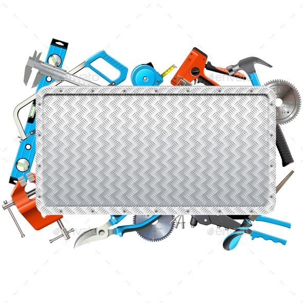 Vector Metal Frame with Hand Tools - Industries Business