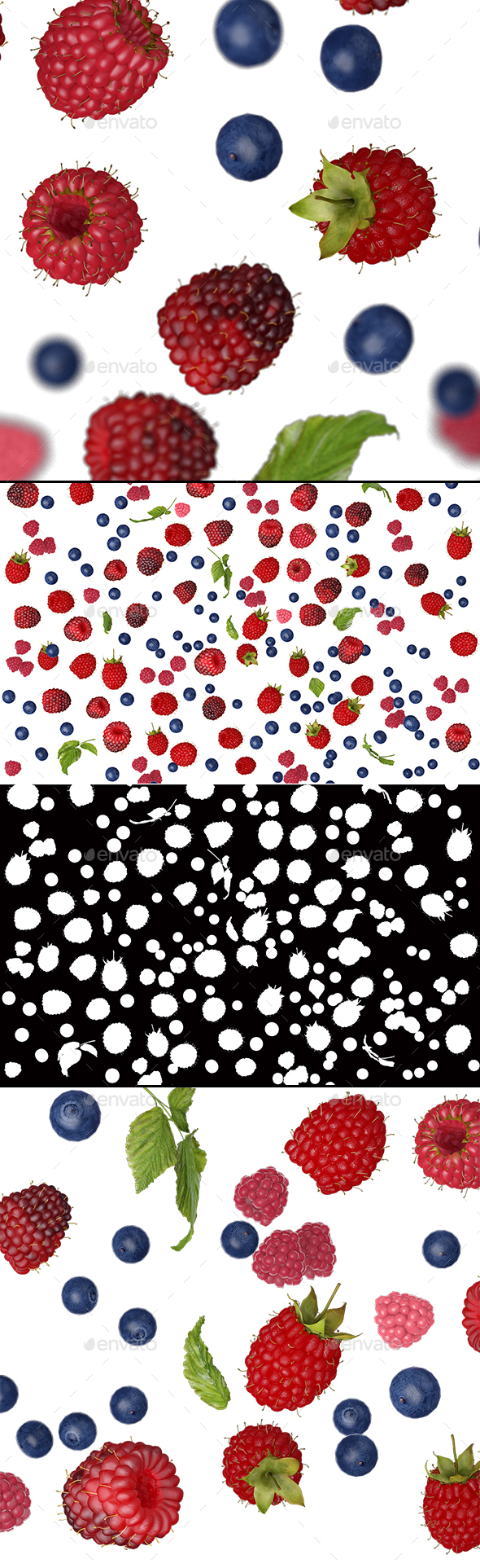 Raspberry and Blueberry Mini Set - 3D Backgrounds