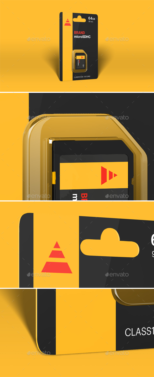 Hi-Res Photorealistic SD Card Mockup - Packaging Product Mock-Ups