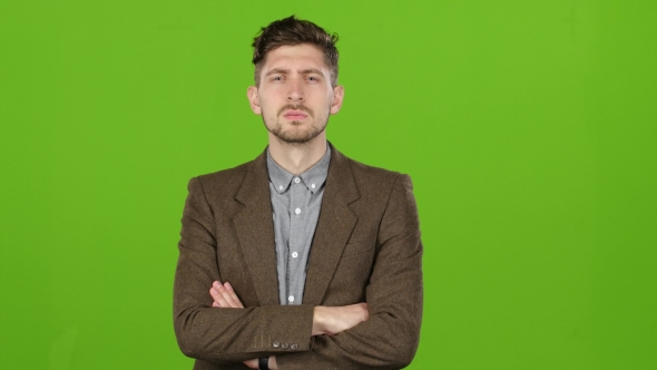 Businessman Reflects on the Correctness of the Decisions He Made. Green Screen alt
