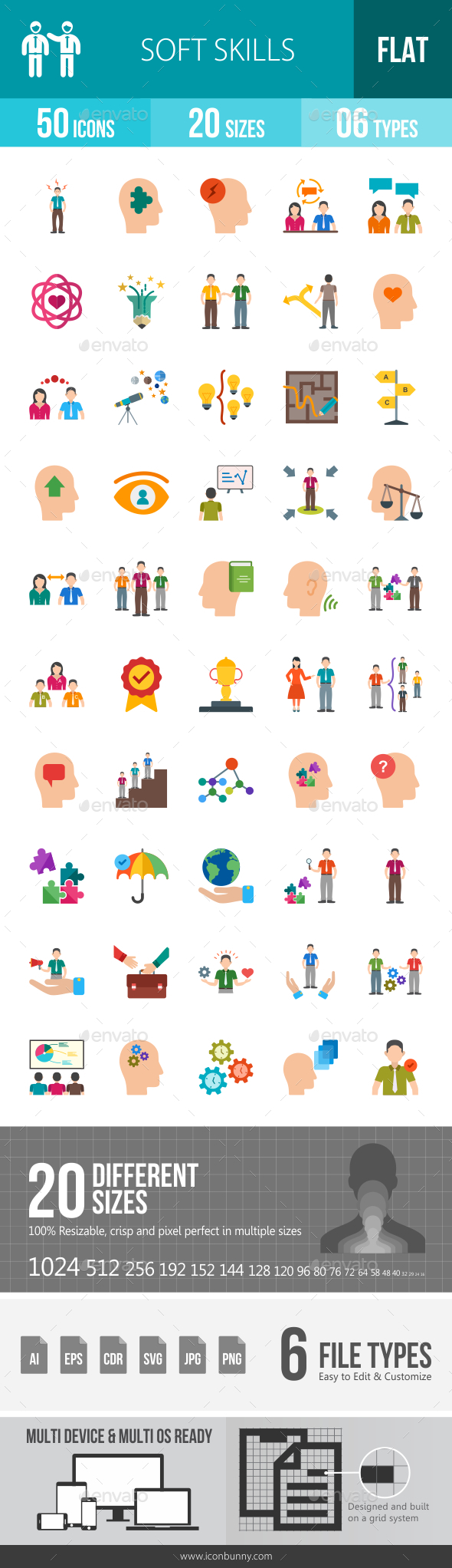 Soft Skills Flat Multicolor Icons - Icons