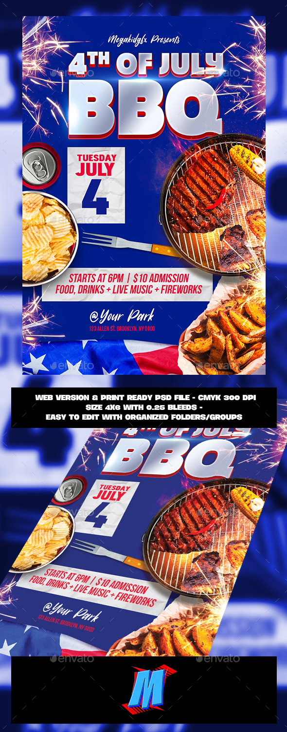 4th of July BBQ Flyer Template - Events Flyers