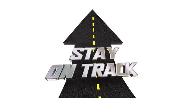 Stay On Track Goal Focused Move Ahead Progress Road 3d Animation alt