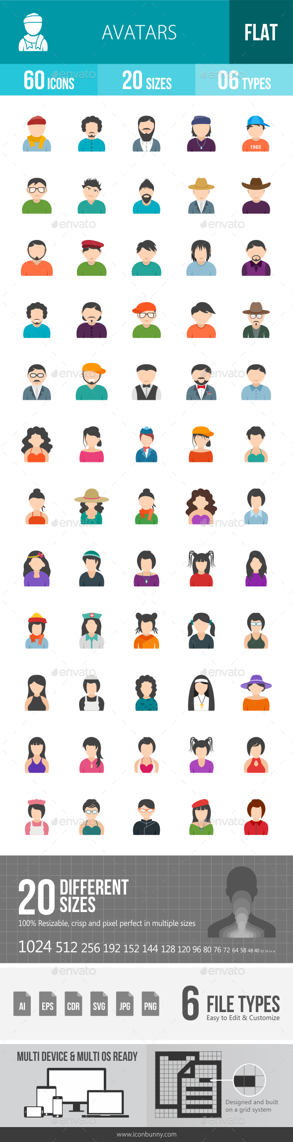 Avatars Flat Multicolor Icons - Icons